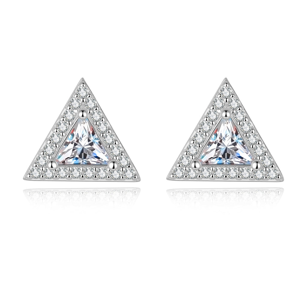 S925 Sterling Silver Ultra-Sparkly Triangular Moissanite Stud Earrings
