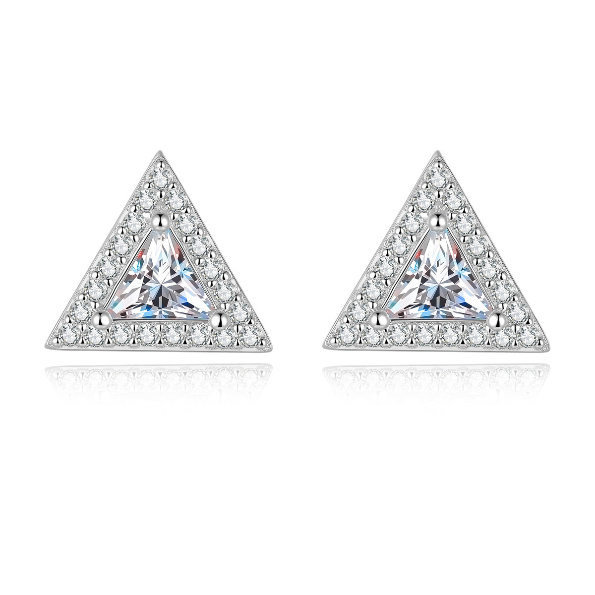 S925 Sterling Silver Ultra-Sparkly Triangular Moissanite Stud Earrings