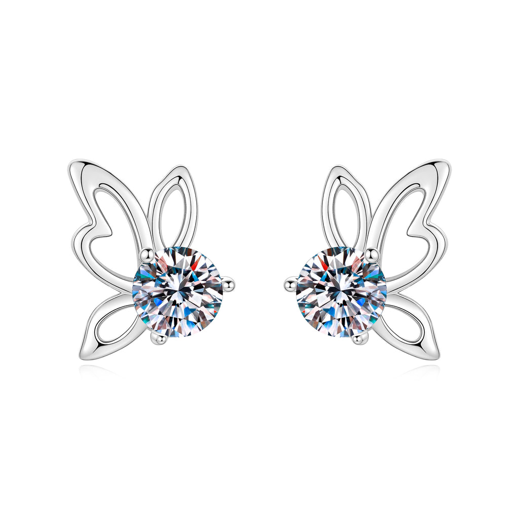 S925 Sterling Silver Moissanite Butterfly Stud Earrings