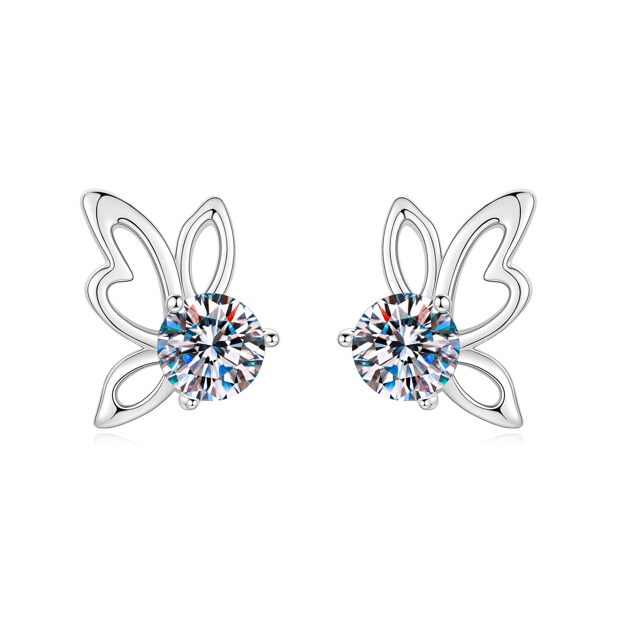 S925 Sterling Silver Moissanite Butterfly Stud Earrings