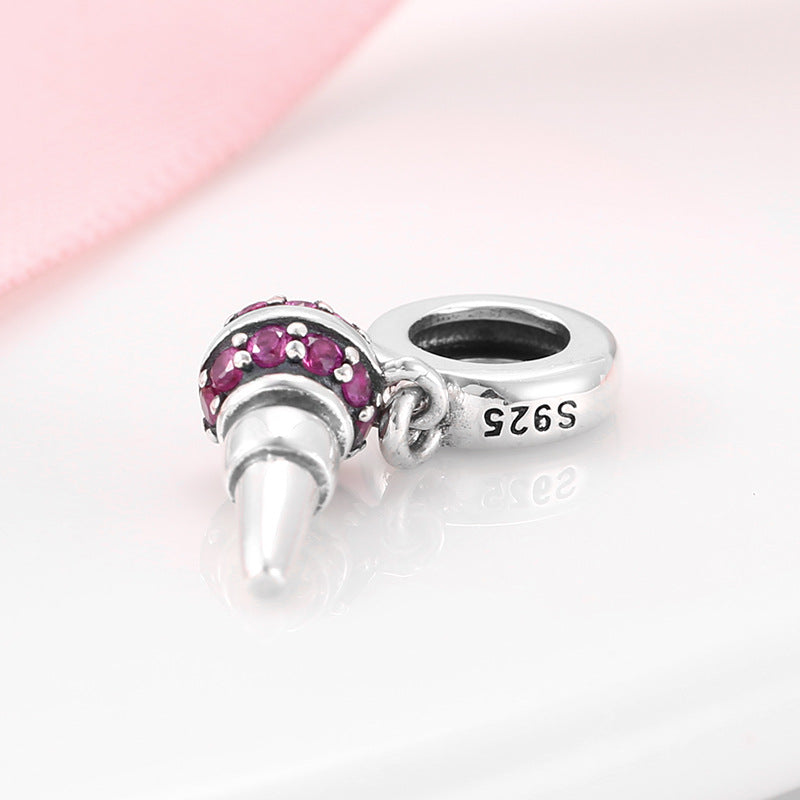 S925 Sterling Silver Microphone Mouthpiece Zircon Pendant