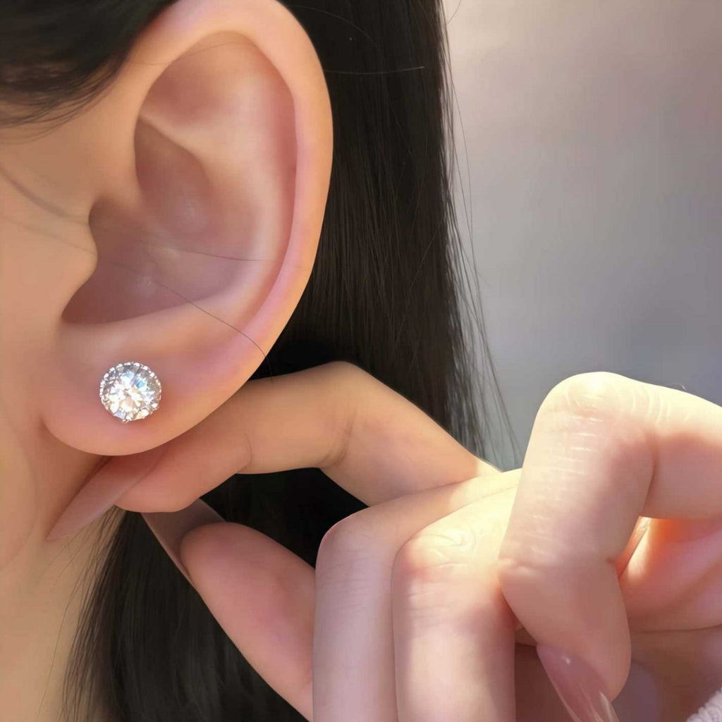 S925 Sterling Silver Bezel-Set Moissanite Stud Earrings