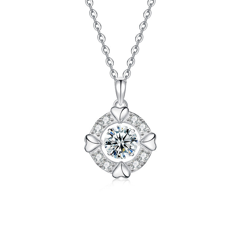 S925 Sterling Silver Moissanite Simple Heart Necklace