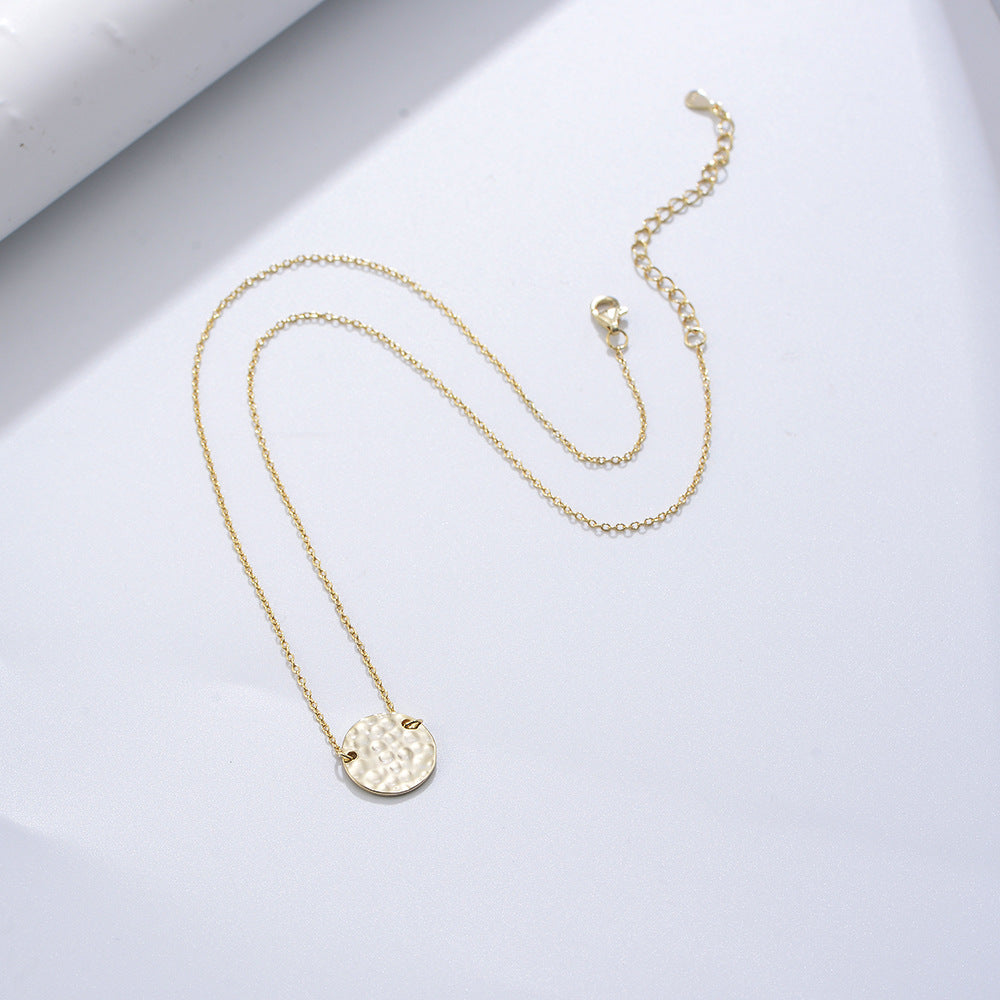 S925 Sterling Silver Convex round Necklace