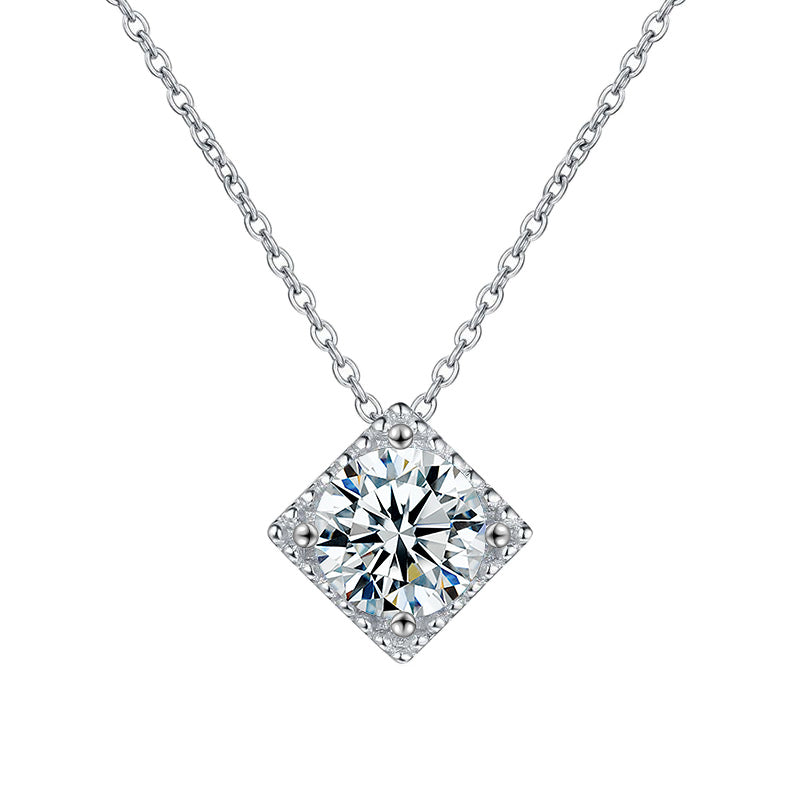 S925 Sterling Silver Moissanite Simple Cube Sugar Necklace