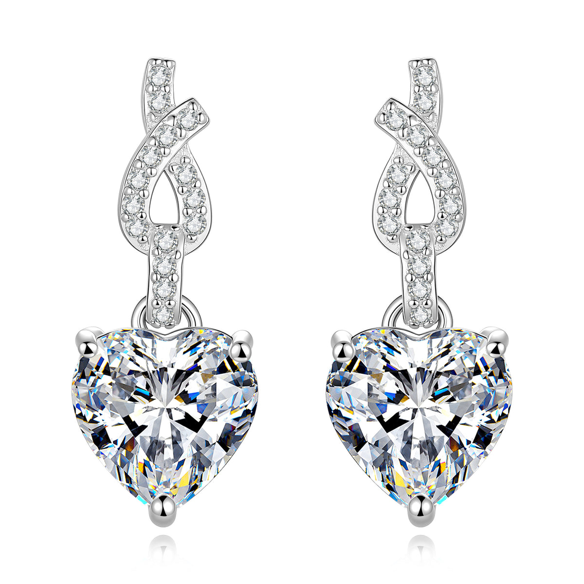 S925 Sterling Silver Moissanite Heart-Shaped Drop Earrings