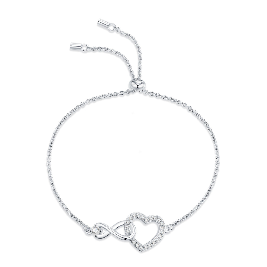 S925 Silver Heart-Shaped Moissanite Bracelet