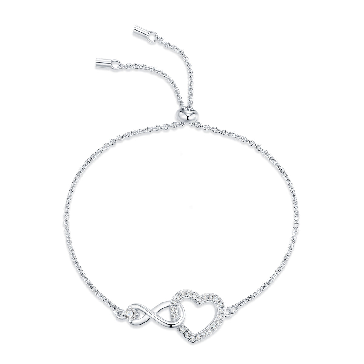 S925 Silver Heart-Shaped Moissanite Bracelet