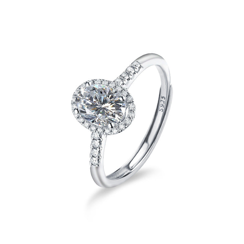 S925 Sterling Silver Oval Moissanite Ring