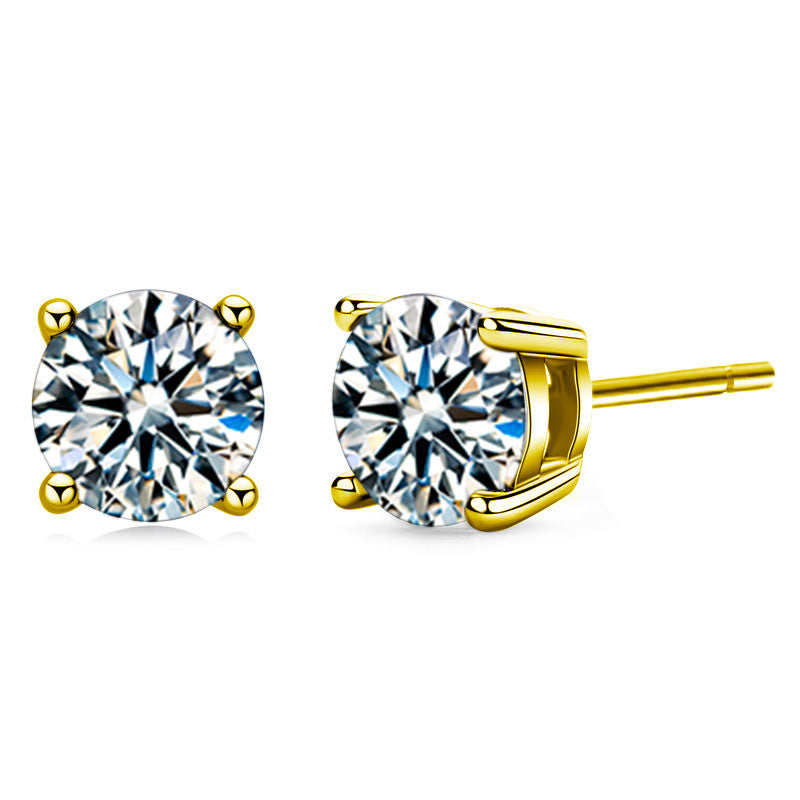 Four-claw Moissanite 925 sterling silver earrings