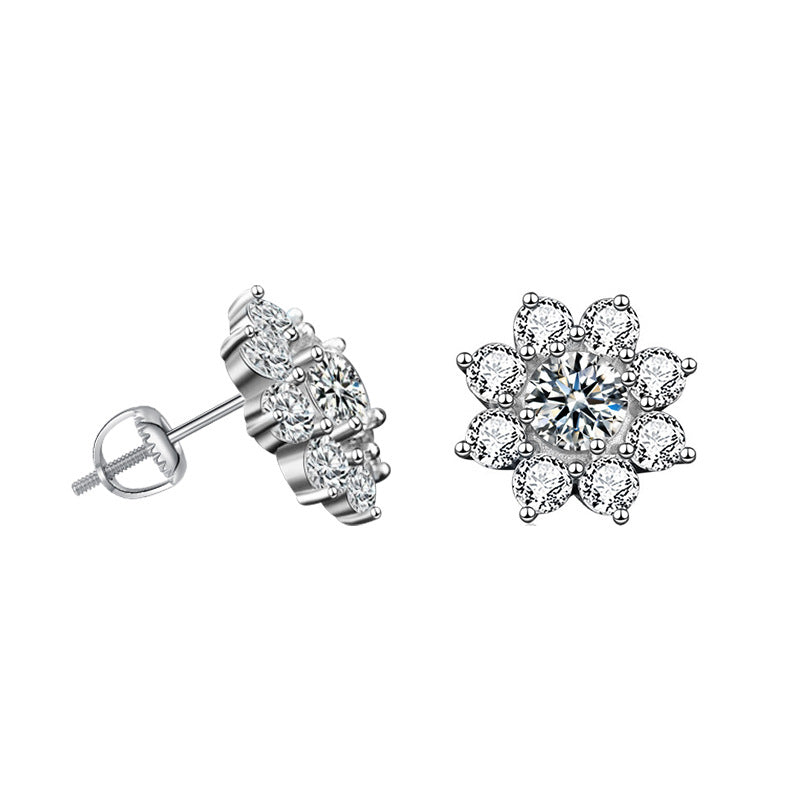 S925 Sterling Silver Moissanite Sunflower Earrings