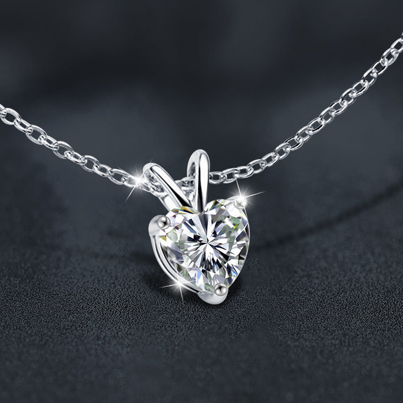 S925 Sterling Silver Moissanite Heart-Shaped Necklace