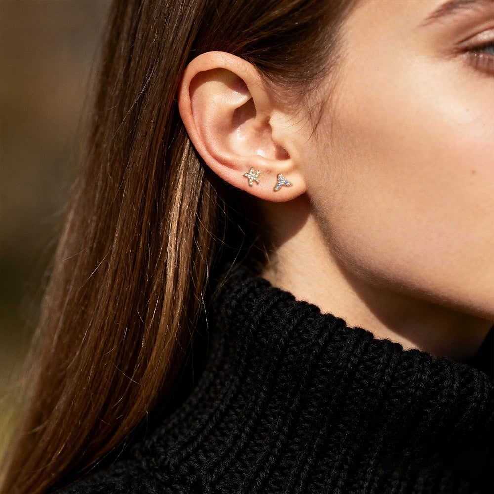 S925 Sterling Silver Zircon Stud Earrings