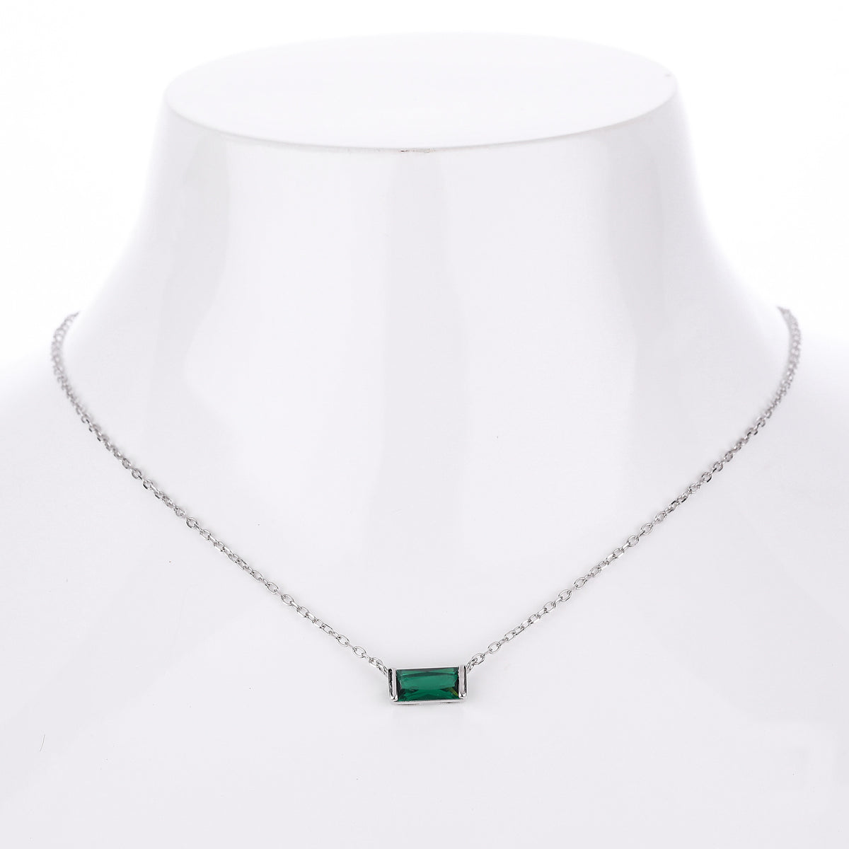 Rectangular colored zircon s925 sterling silver December birthstone collar necklace