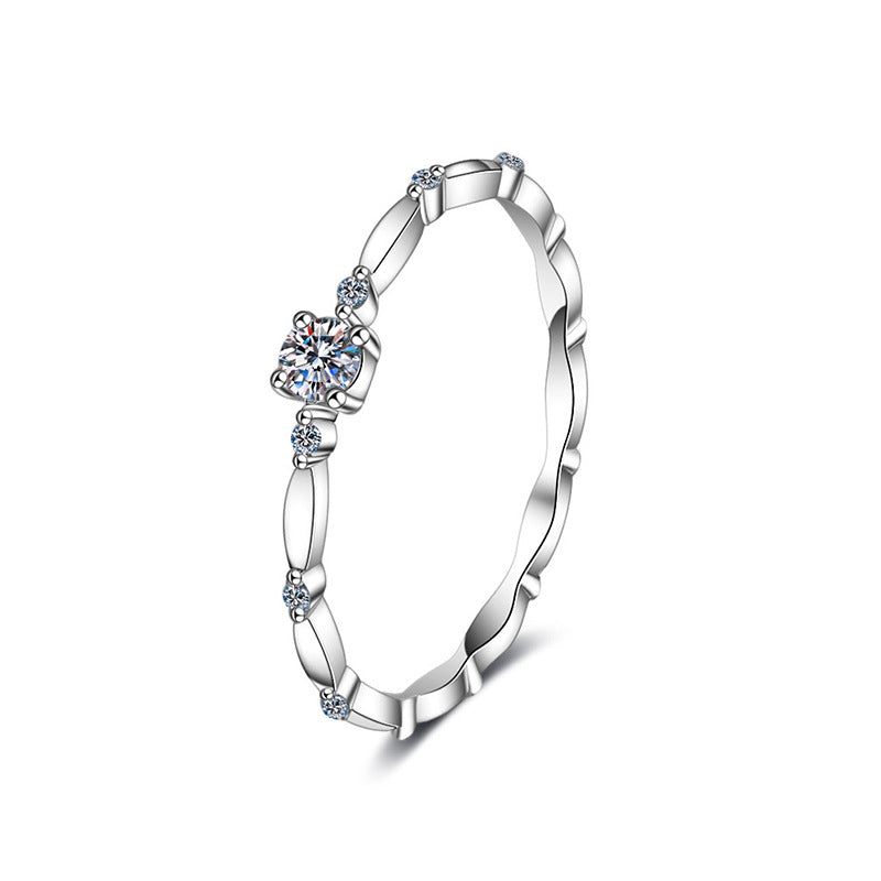 S925 Sterling Silver Lace Moissanite Pile Diamond Ring