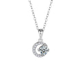S925 Sterling Silver Star Moissanite Moon Pendant Necklace