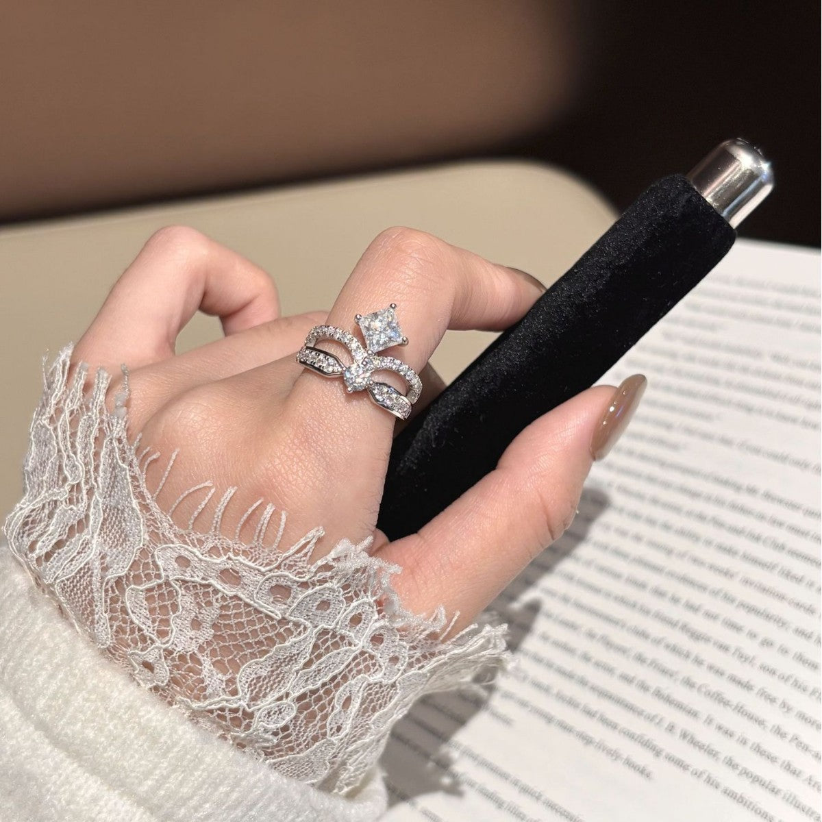 S925 Sterling Silver Princess-Cut Crown Ring