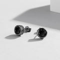 S925 Silver Halloween Black Round Stud Earrings