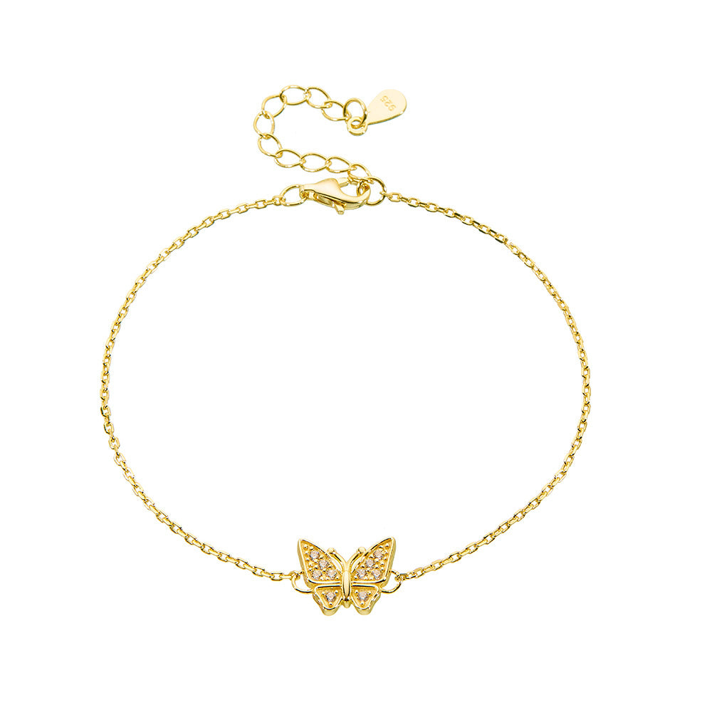 S925 Sterling Silver Zircon Butterfly Bracelet