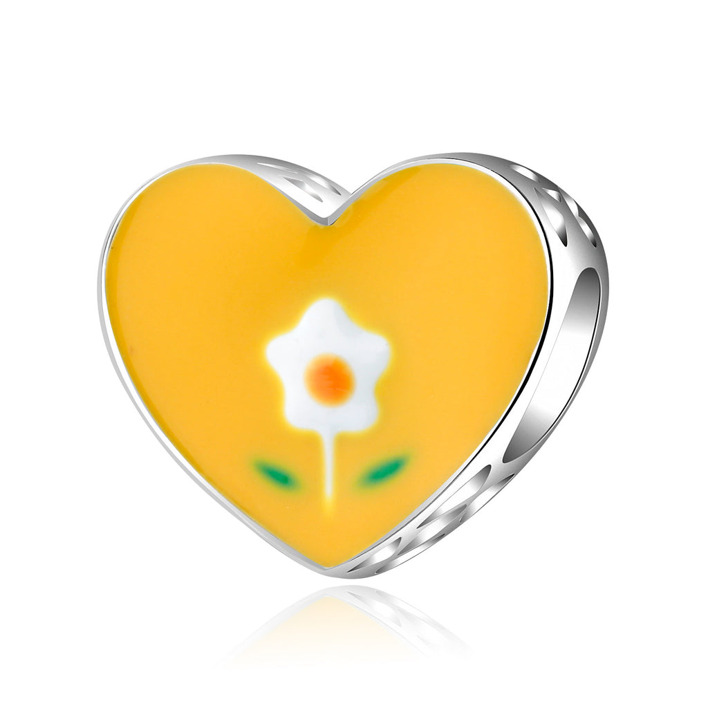 S925 Silver Heart-Shaped Flower Pendant