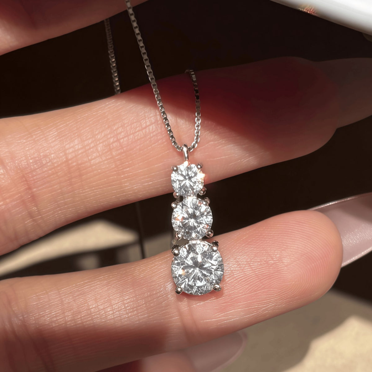 S925 Sterling Silver "Three Lives, Three Worlds" Moissanite Necklace