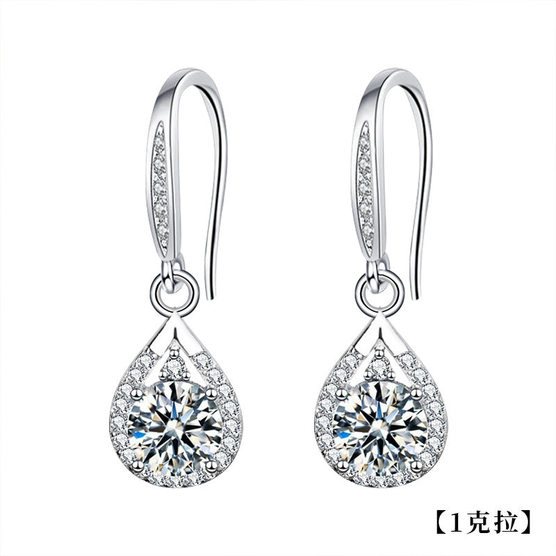 925 Sterling Silver Teardrop Earrings — Premium-Look Moissanite Studs for Women