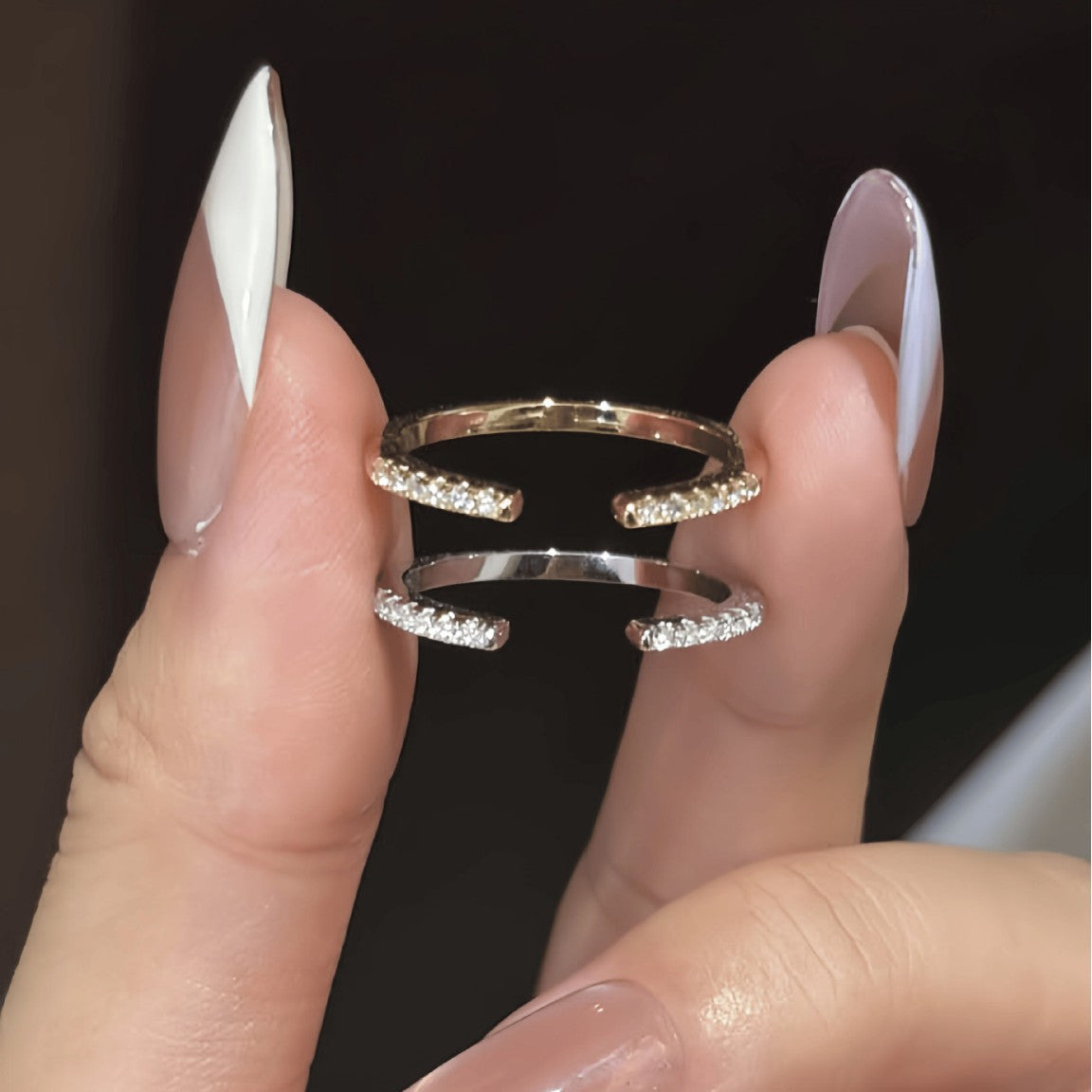 S925 Sterling Silver 18K Gold-Plated Moissanite Eternity Band