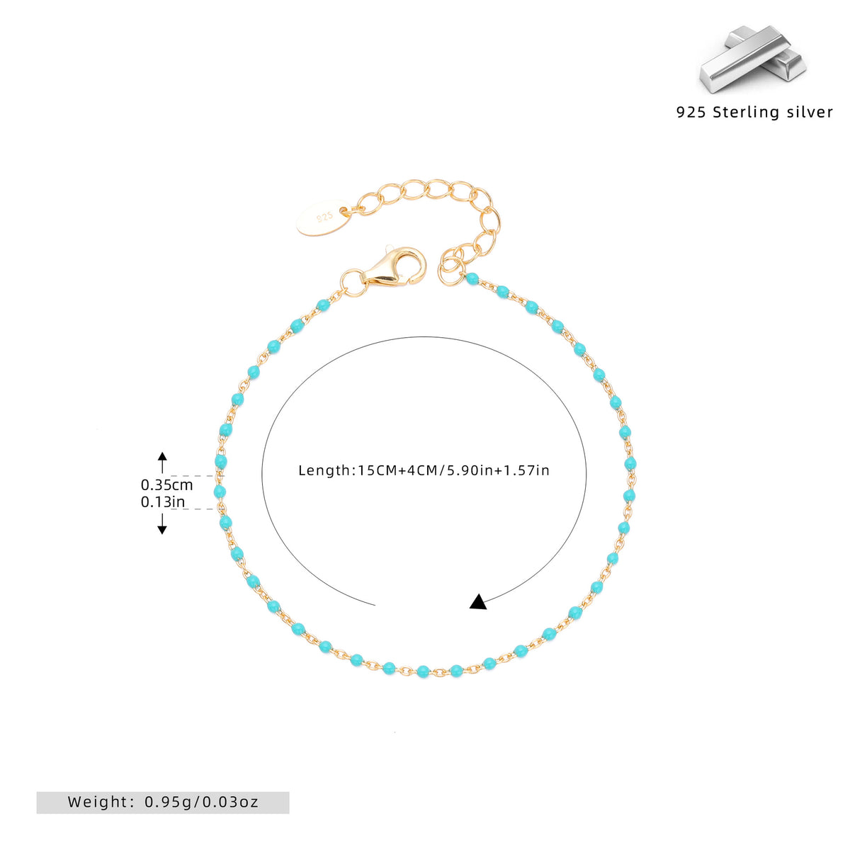 S925 Sterling Silver Bracelet with Colorful Enamel Detail