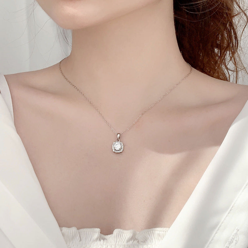 S925 Sterling Silver Square Moissanite Pendant Necklace