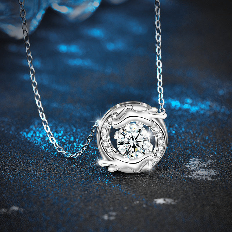 S925 Sterling Silver Moissanite Chinese Style Dragon Pendant Necklace