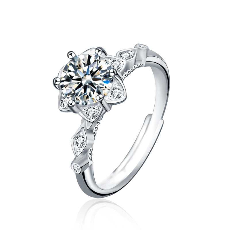 925 Sterling Silver Six-Pointed Star Moissanite Ring