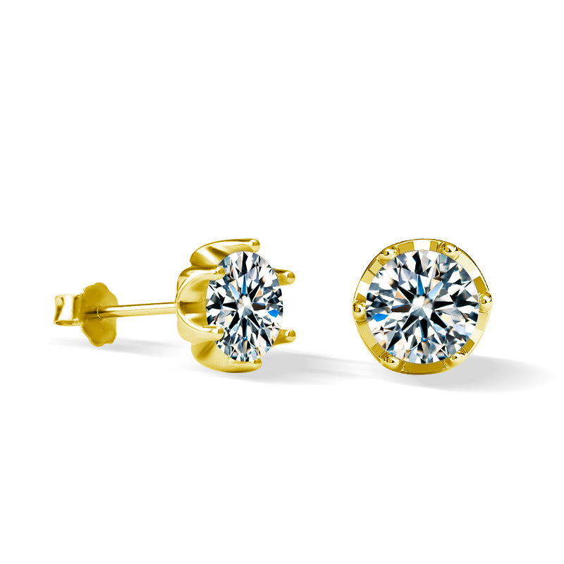 925 Sterling Silver Six-Prong D-Color Moissanite Earrings
