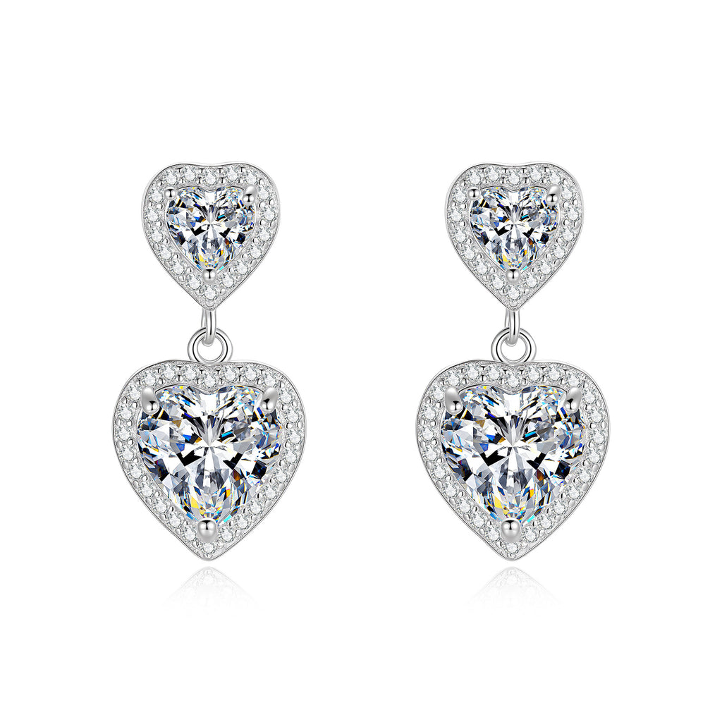 S925 Sterling Silver Heart-Shaped Moissanite Stud Earrings