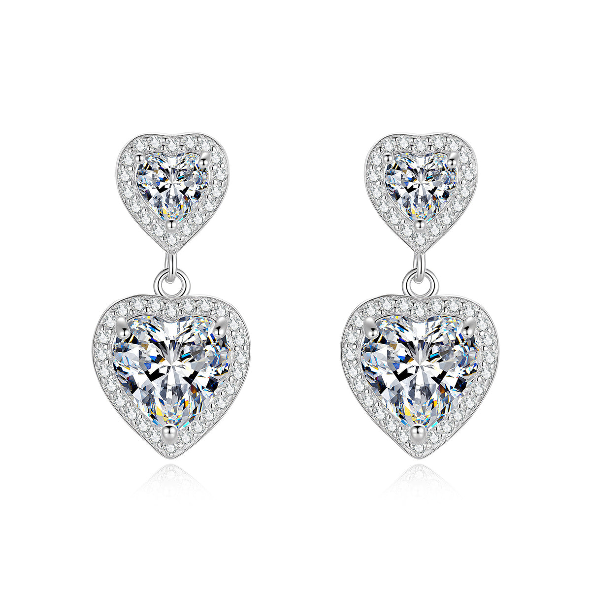 S925 Sterling Silver Heart-Shaped Moissanite Stud Earrings