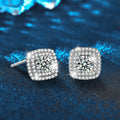 Sugar cube earrings, 925 sterling silver, moissanite, simple and everyday style.