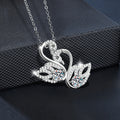 S925 Sterling Silver Moissanite Double Swan Pendant Necklace