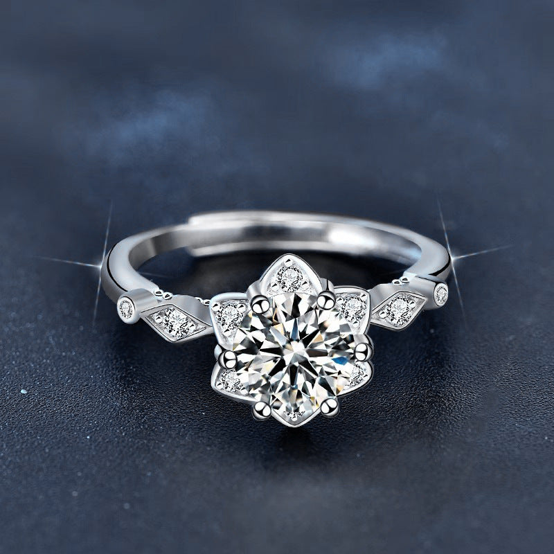 925 Sterling Silver Six-Pointed Star Moissanite Ring