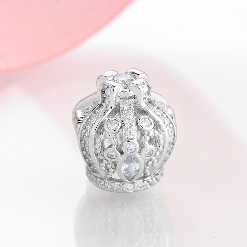 S925 Sterling Silver Hollow Zircon Crown Pendant