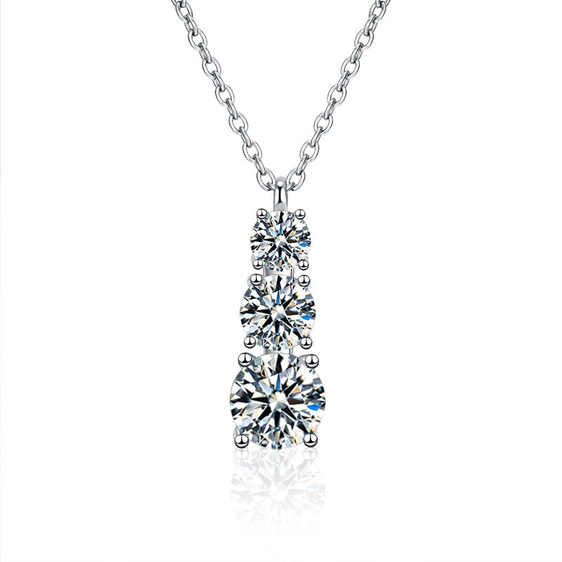 S925 sterling silver Moissanite Three lifetimes Necklace