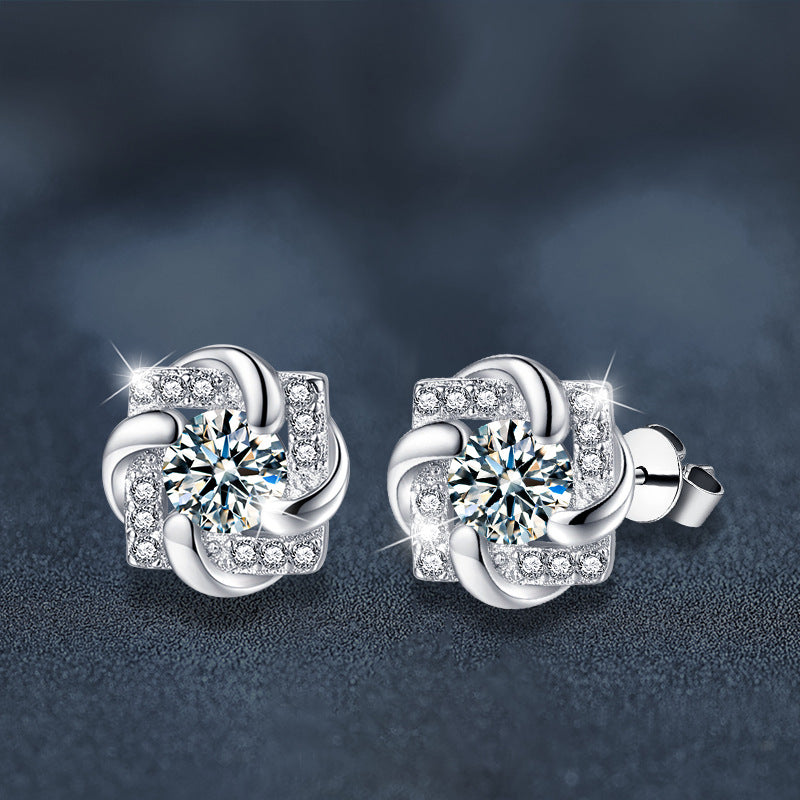 S925 Sterling Silver Moissanite Windmill Stud Earrings