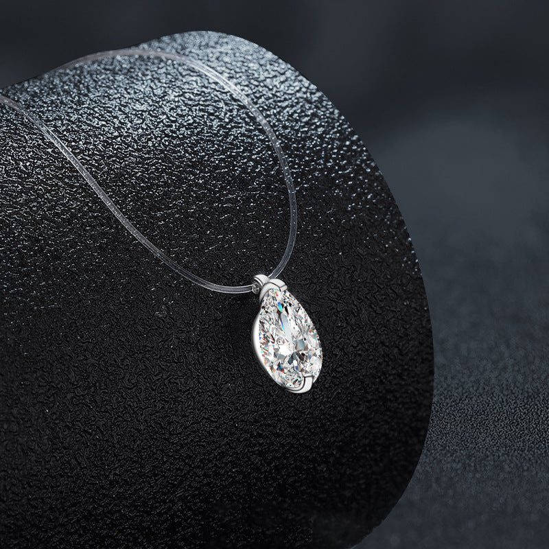 S925 Sterling Silver Mermaid Tears Moissanite Water Drop Pendant Necklace