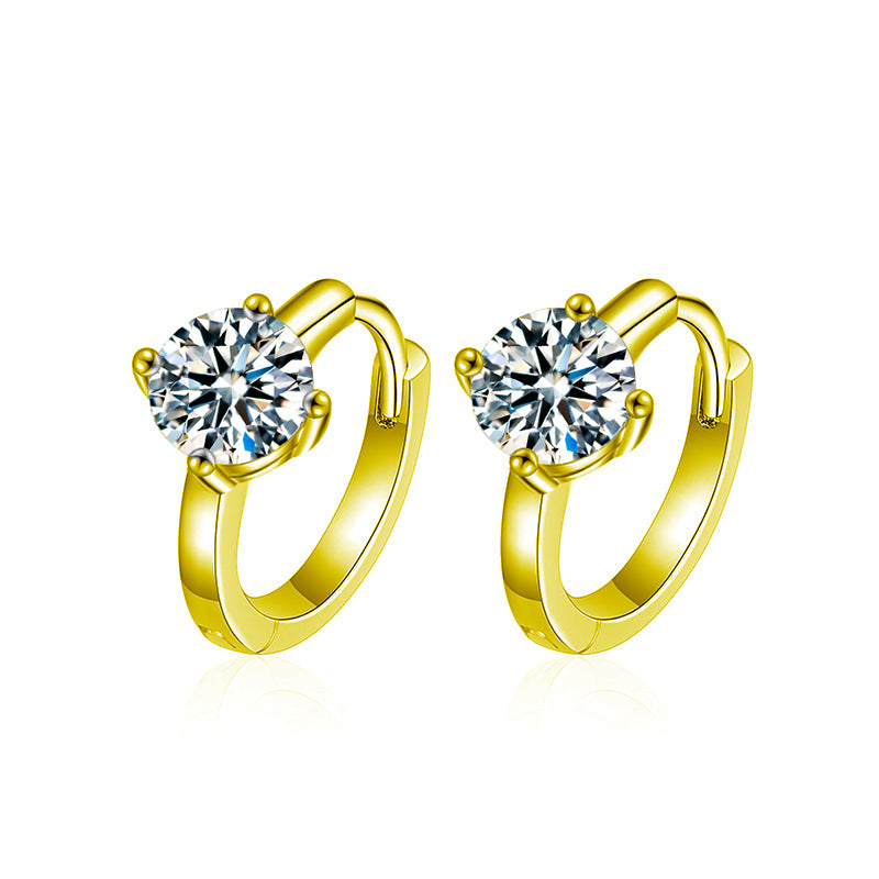 Moissanite minimalist classic four-prong earrings, versatile style