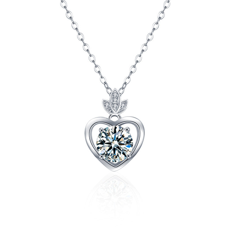 S925 Sterling Silver Moissanite Four-Claw Pendant Necklace