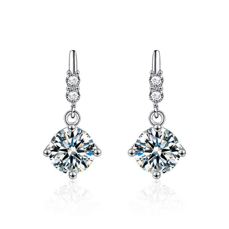 925 sterling silver tassel moissanite earrings