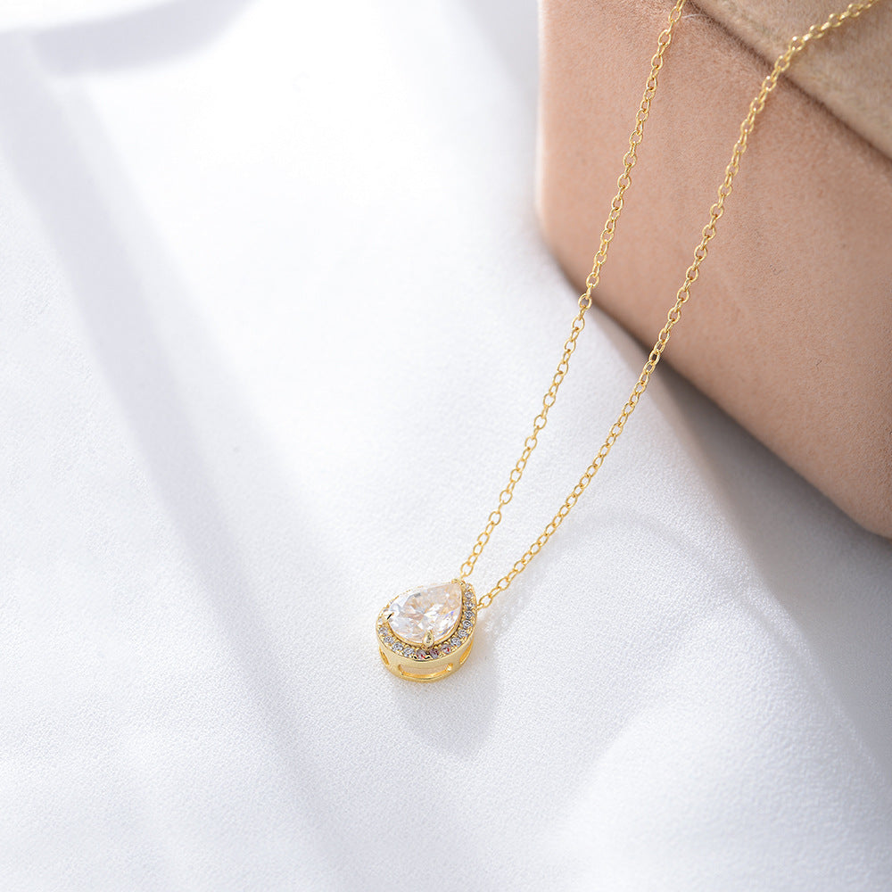 S925 Sterling Silver Drop-Shaped Zircon Necklace