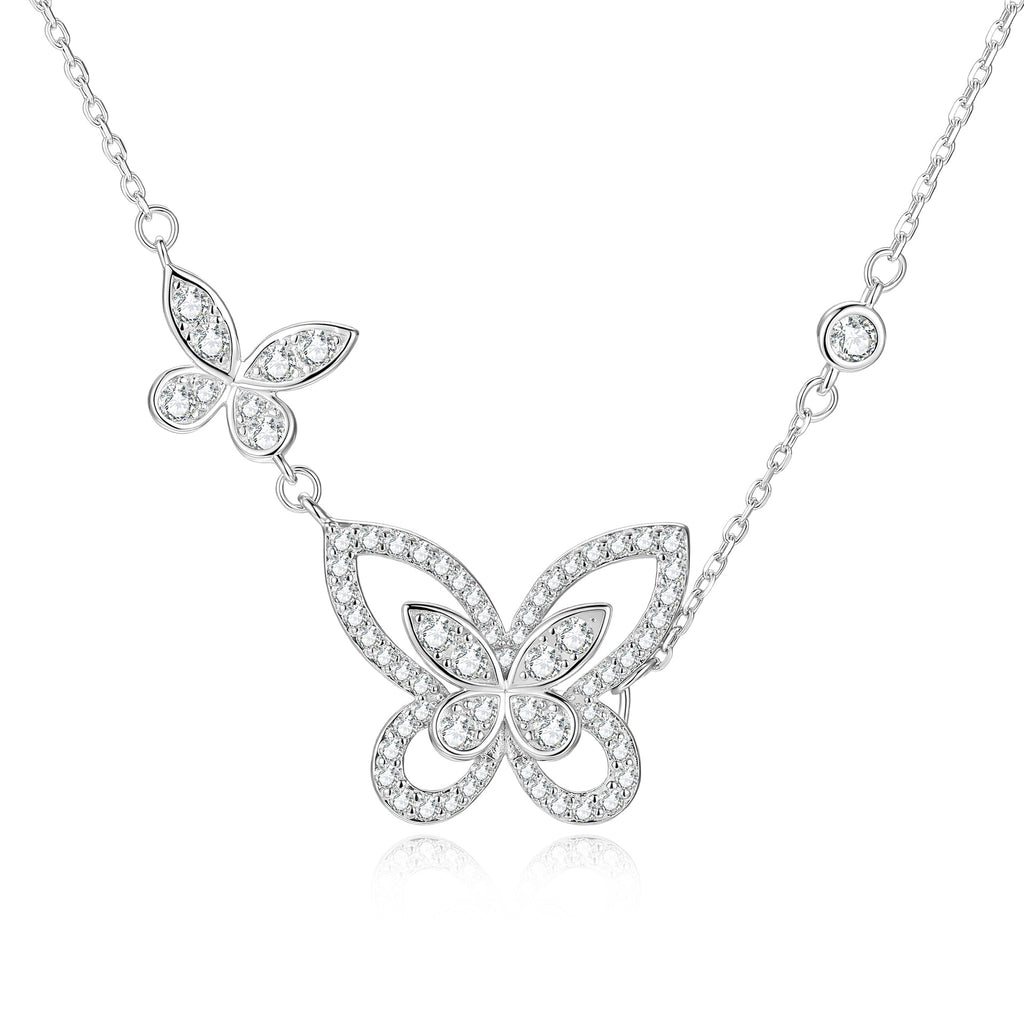 S925 Sterling Silver Phantom Butterfly Moissanite Pendant Necklace