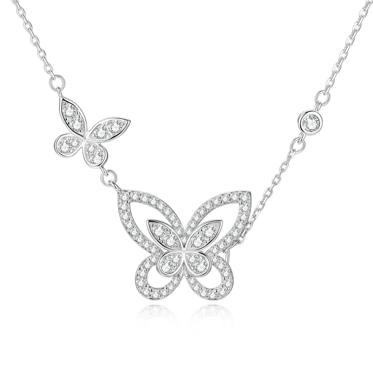 S925 Sterling Silver Phantom Butterfly Moissanite Pendant Necklace