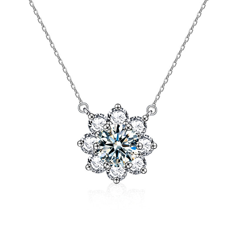 S925 Sterling Silver Moissanite Eight Awn Star Necklace