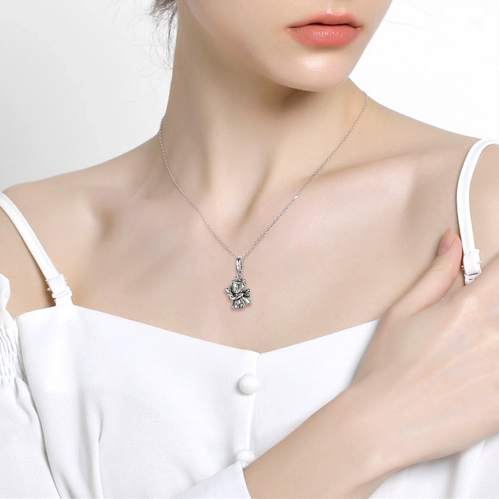 S925 Sterling Silver Fairy Bear Pendant