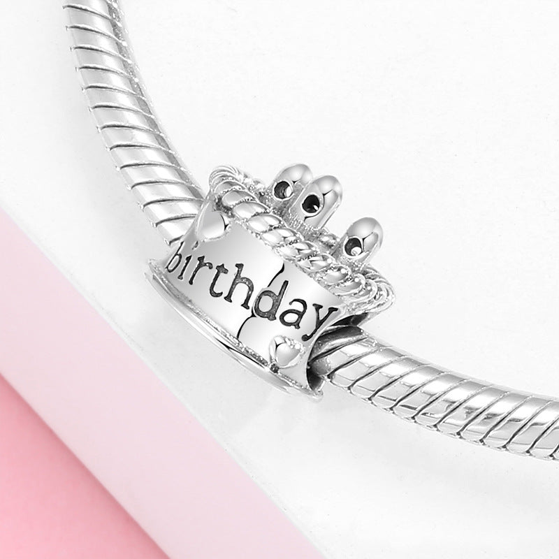 S925 Sterling Silver Birthday Cake Pendant